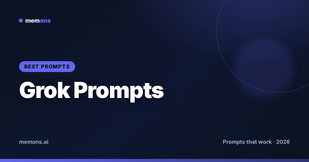 Cover for 35 Best Grok Prompts (2026)