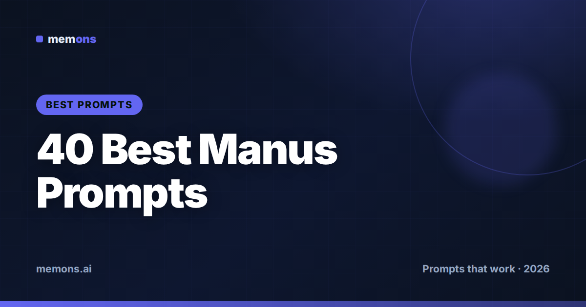 Cover for 40 Best Manus AI Prompts (2026)