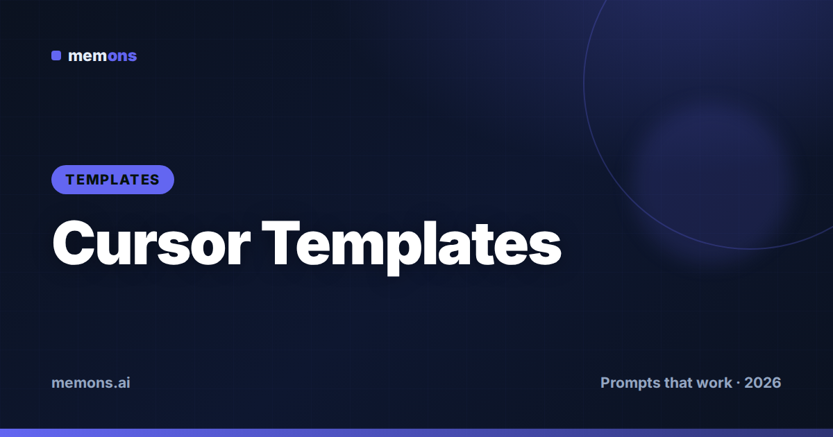 Cover for Cursor Prompt Templates (2026): Fill-in-the-Blank