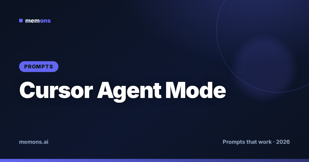 Cover for 24 Cursor Agent Mode Prompts (2026)