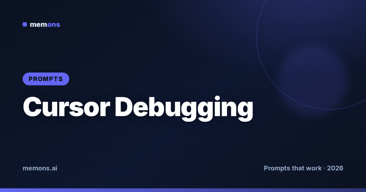 Cover for 24 Cursor Prompts for Debugging & Fixing Errors (2026)