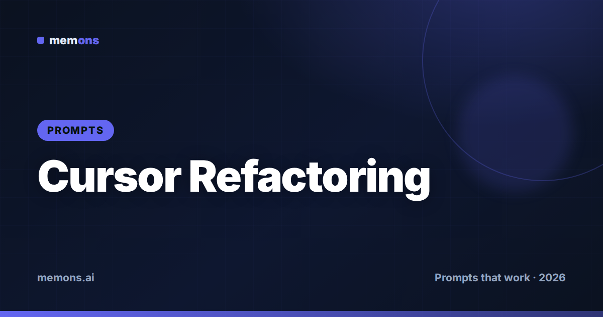 Cover for 22 Cursor Prompts for Refactoring & Clean Code (2026)