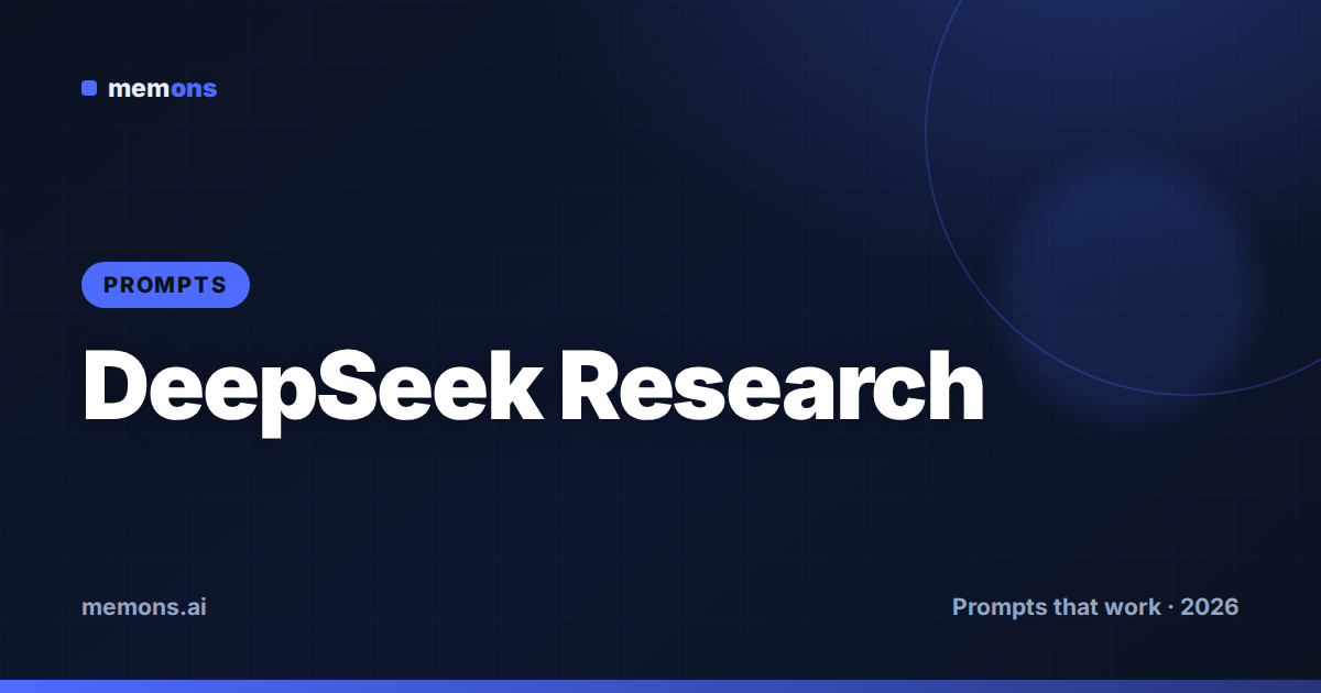 Cover for 22 DeepSeek Prompts for Research & Analysis (2026)