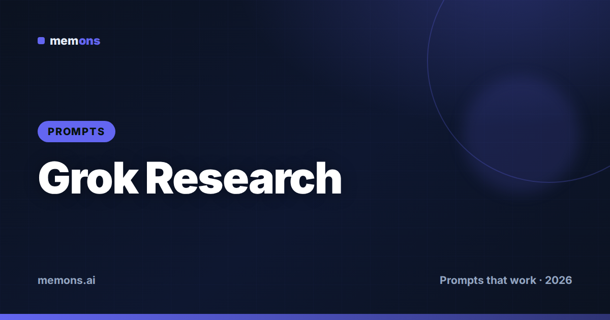 Cover for 22 Grok DeepSearch Prompts for Research (2026)