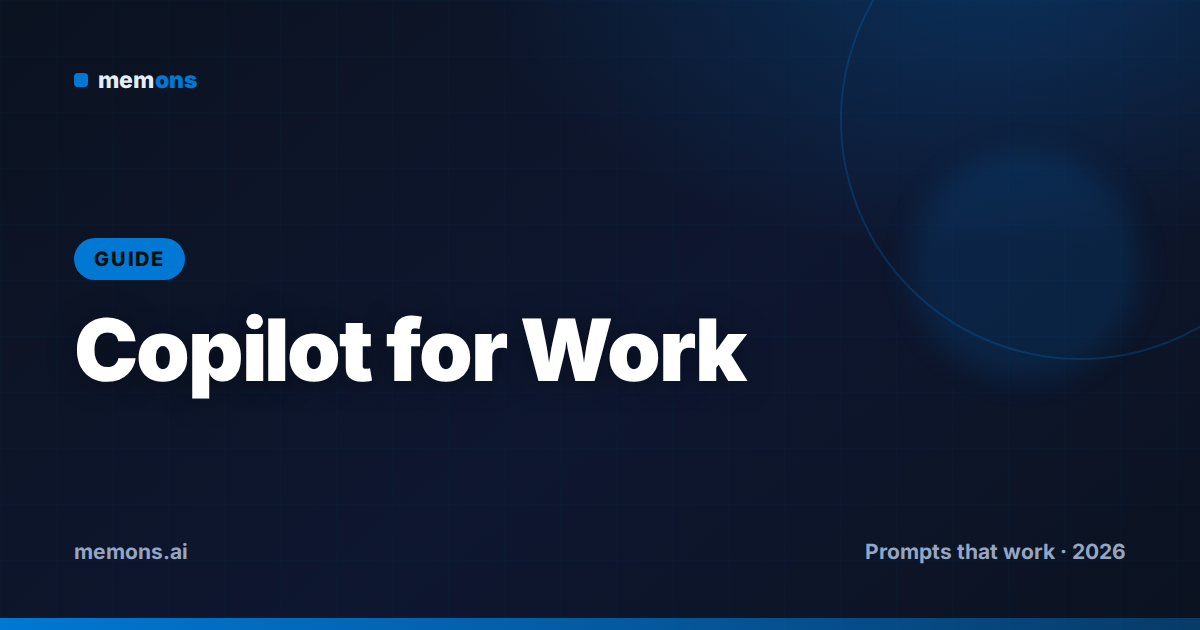 Cover for How to Prompt Microsoft Copilot for Work (2026): Formulas + Examples