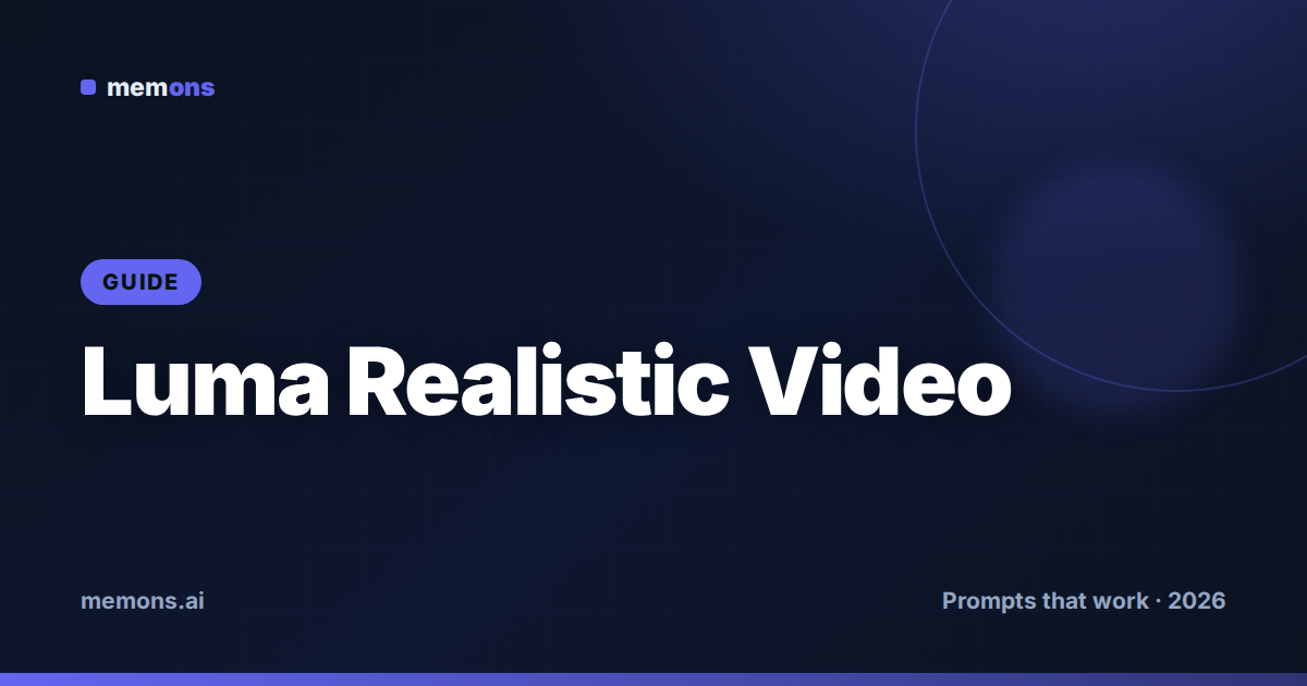 Cover for How to Prompt Luma for Realistic Video (2026): Formulas + Examples