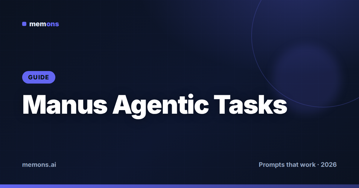 Cover for How to Prompt Manus for Agentic Tasks (2026): Formulas + Examples