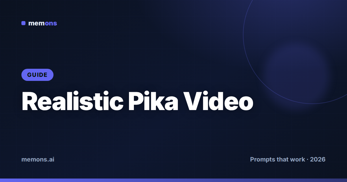 Cover for How to Prompt Pika for Realistic Video (2026): Formulas + Examples