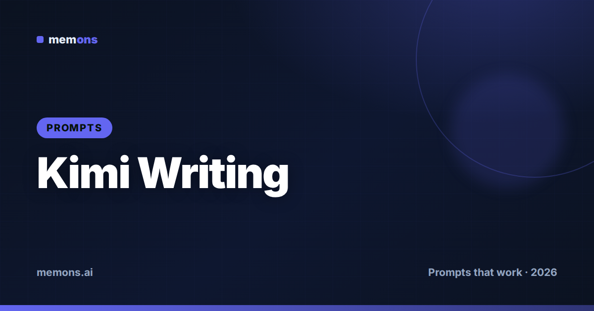 Cover for 24 Kimi Prompts for Writing (2026)