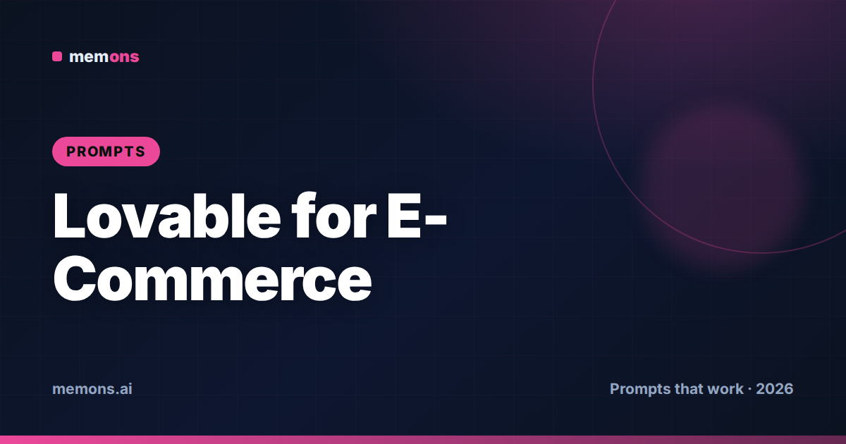 Cover for 22 Lovable Prompts for E-Commerce Stores (2026)