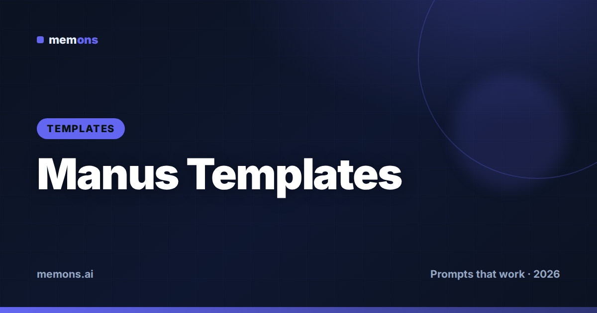 Cover for Manus Prompt Templates (2026): Fill-in-the-Blank