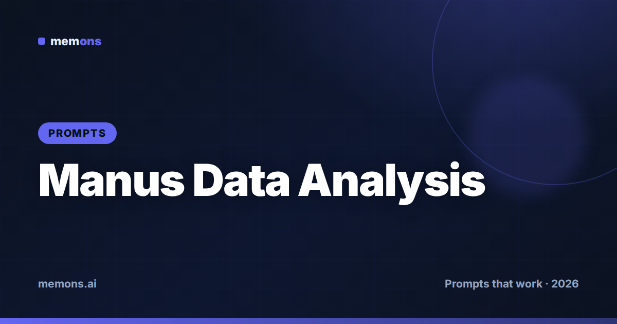 Cover for 22 Manus Prompts for Data Analysis & Spreadsheets (2026)