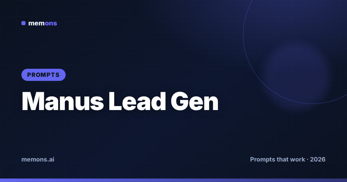 Cover for 24 Manus Prompts for Lead Generation & Market Research (2026)