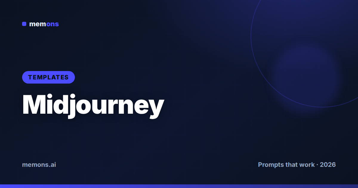 Cover for Midjourney Prompt Templates (2026): Fill-in-the-Blank
