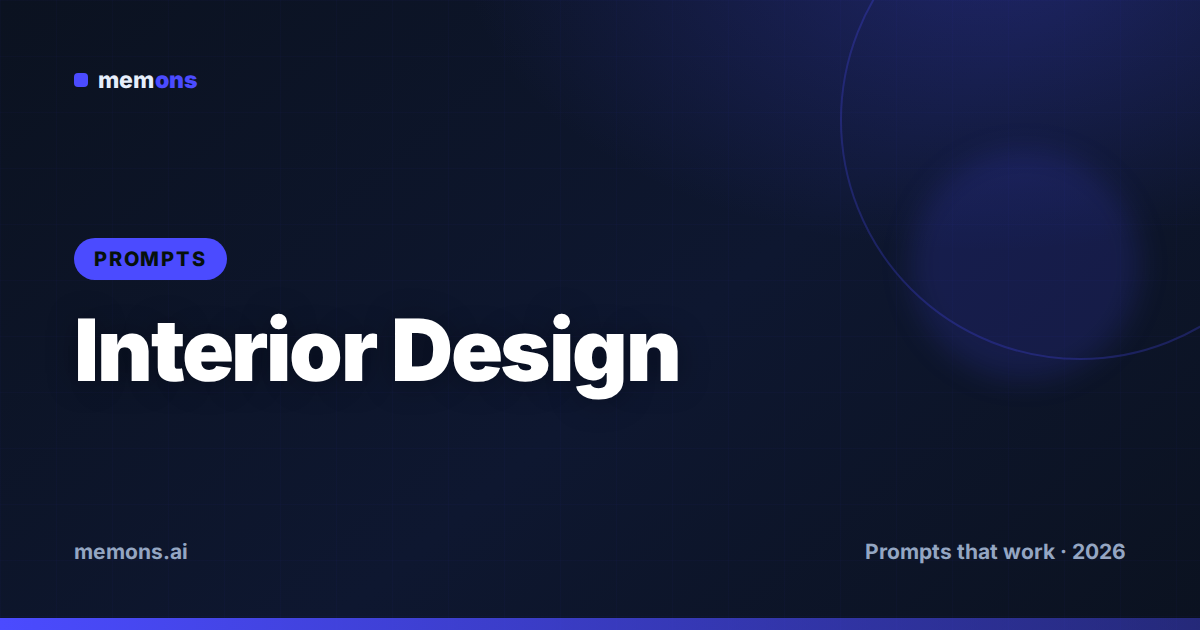 Cover for 26 Midjourney Prompts for Interior Design (2026)