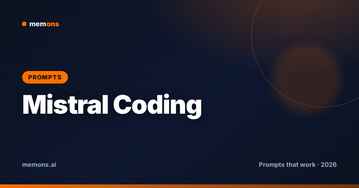 Cover for 26 Mistral Prompts for Coding (2026)