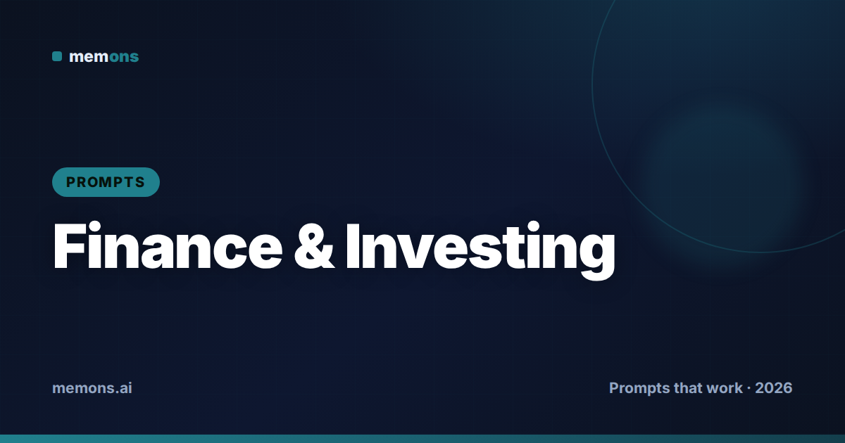 Cover for 20 Perplexity Prompts for Finance & Investing (2026)