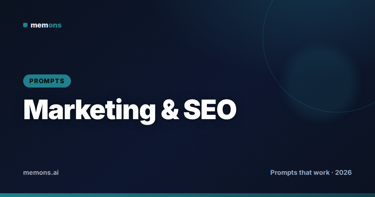 Cover for 22 Perplexity Prompts for Marketing & SEO (2026)