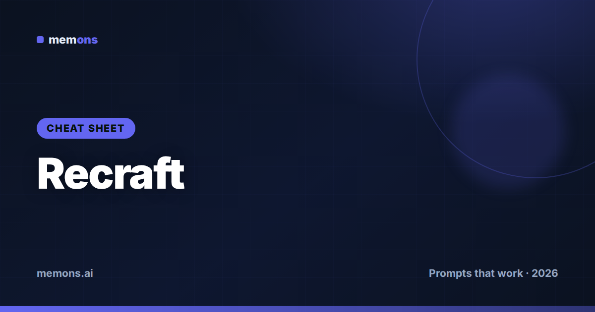 Cover for Recraft Prompt Cheat Sheet (2026): Styles, SVG & Modifiers