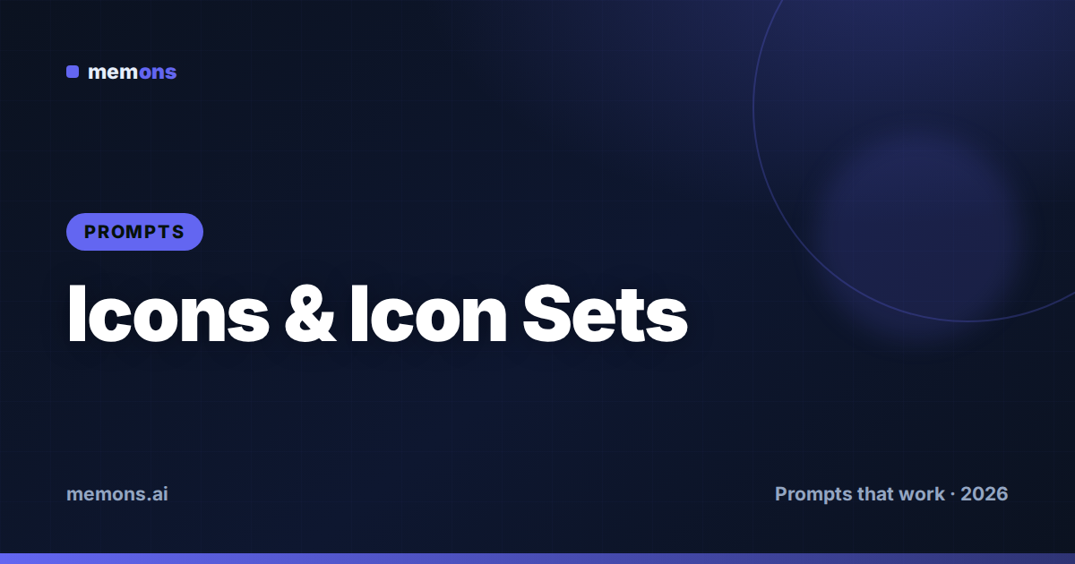 Cover for 26 Recraft Prompts for Icons & Icon Sets (2026)
