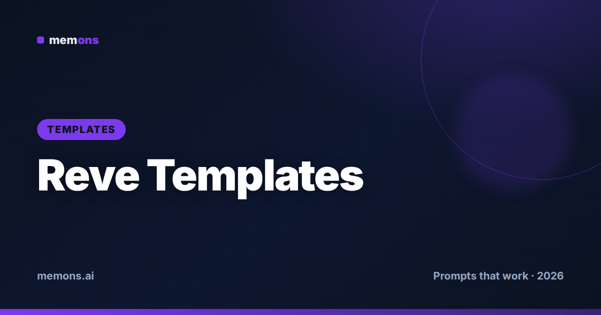 Cover for Reve Prompt Templates (2026): Fill-in-the-Blank