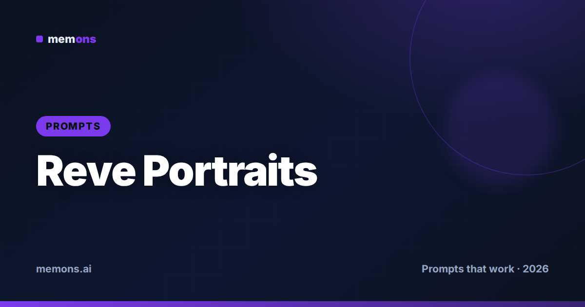 Cover for 24 Reve Prompts for Portraits & Characters (2026)