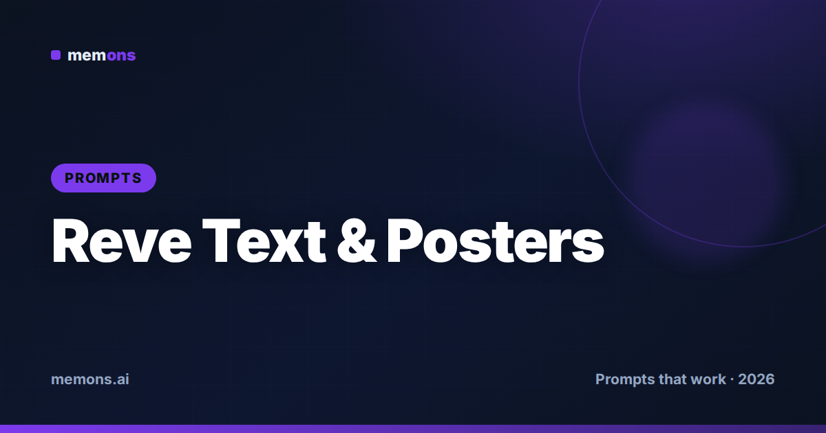 Cover for 26 Reve Prompts for Text, Posters & Ads (2026)