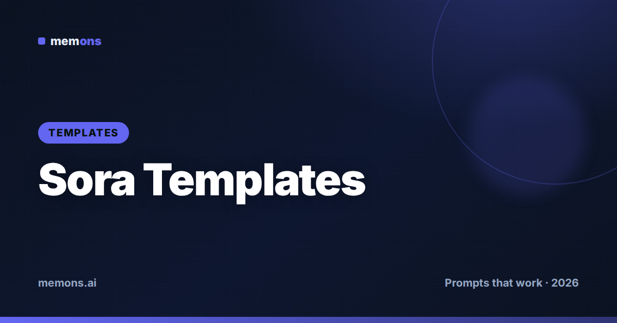 Cover for Sora Prompt Templates (2026): Fill-in-the-Blank