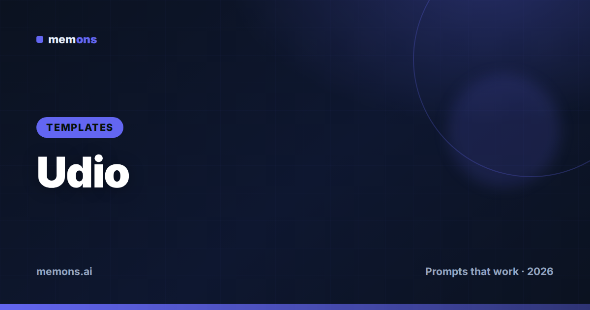 Cover for Udio Prompt Templates (2026): Fill-in-the-Blank