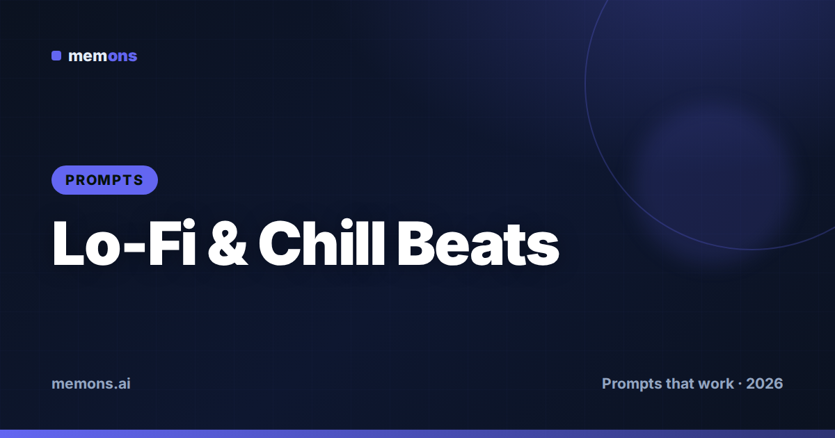 Cover for 24 Udio Prompts for Lo-Fi & Chill Beats (2026)