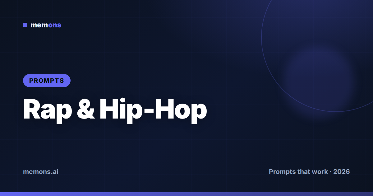 Cover for 26 Udio Prompts for Rap & Hip-Hop (2026)