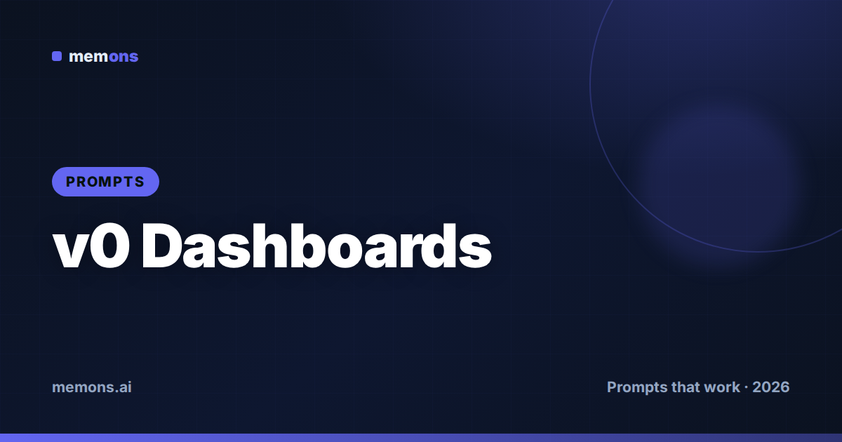 Cover for 24 v0 Prompts for Dashboards & Admin Panels (2026)
