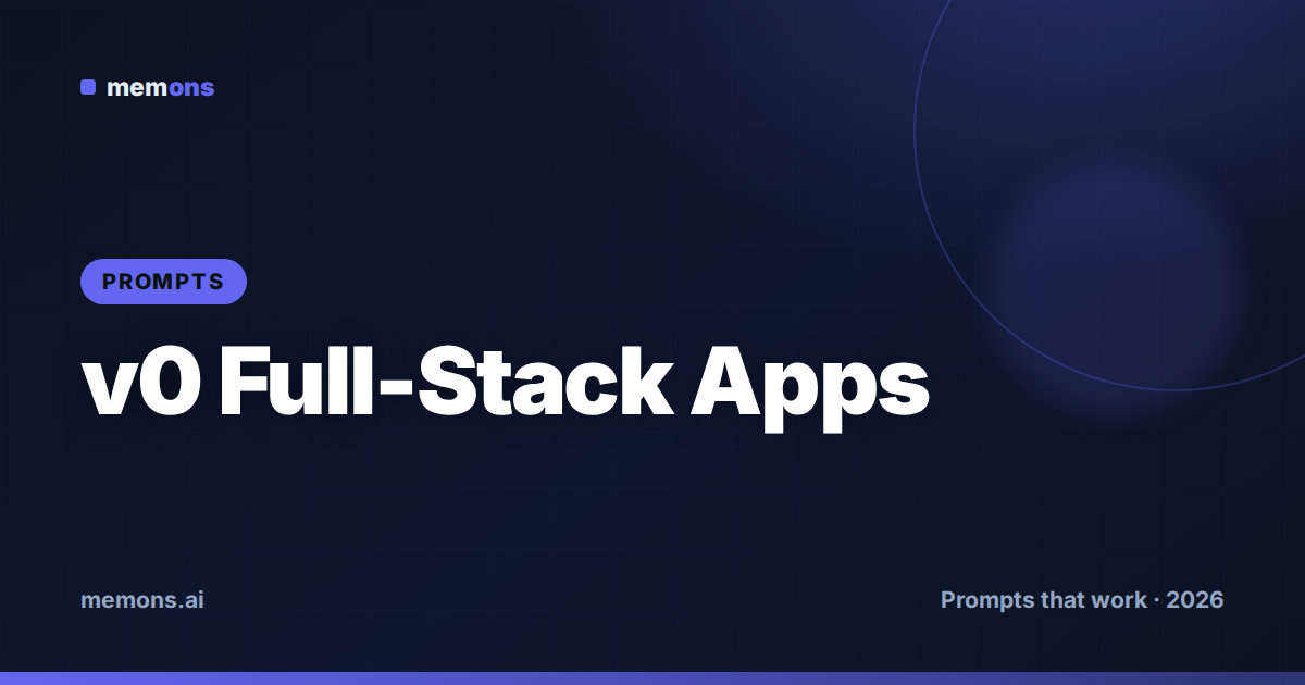 Cover for 24 v0 Prompts for Full-Stack Apps (2026)