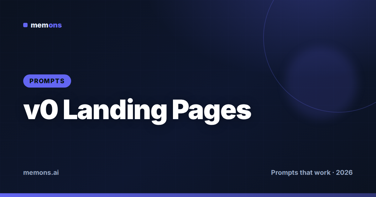 Cover for 24 v0 Prompts for Landing Pages (2026)